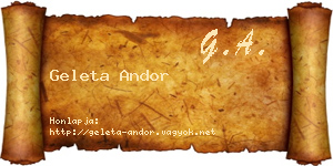 Geleta Andor névjegykártya